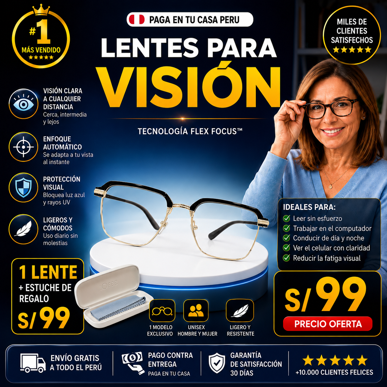 Lentes One Power ORIGINAL + estuche protector de regalo 🎁- vision clara y descanso visual al instante.