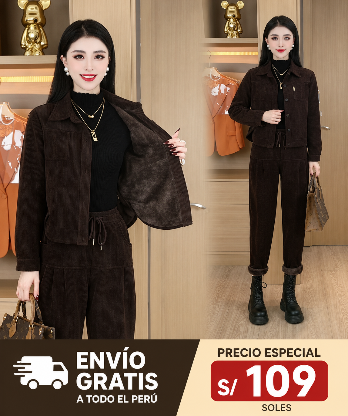 Conjunto Térmico Afelpado Mujer | Abrigo Premium para Invierno - Otoño