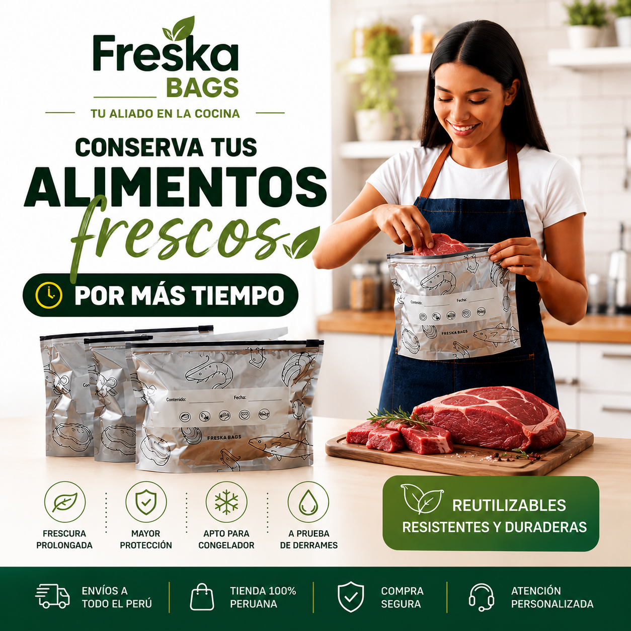 FreshKeep® - Bolsas de Almacenamiento de Aluminio Reutilizables X20 Unidades ❄️
