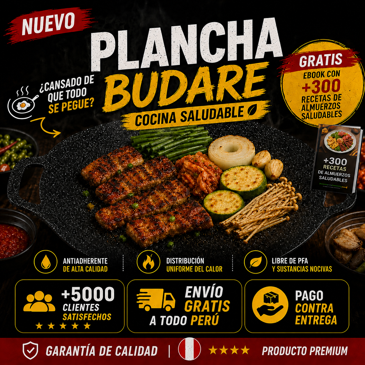 Plancha Budare Antiadherente 34 cm + E-book Gratis🎁