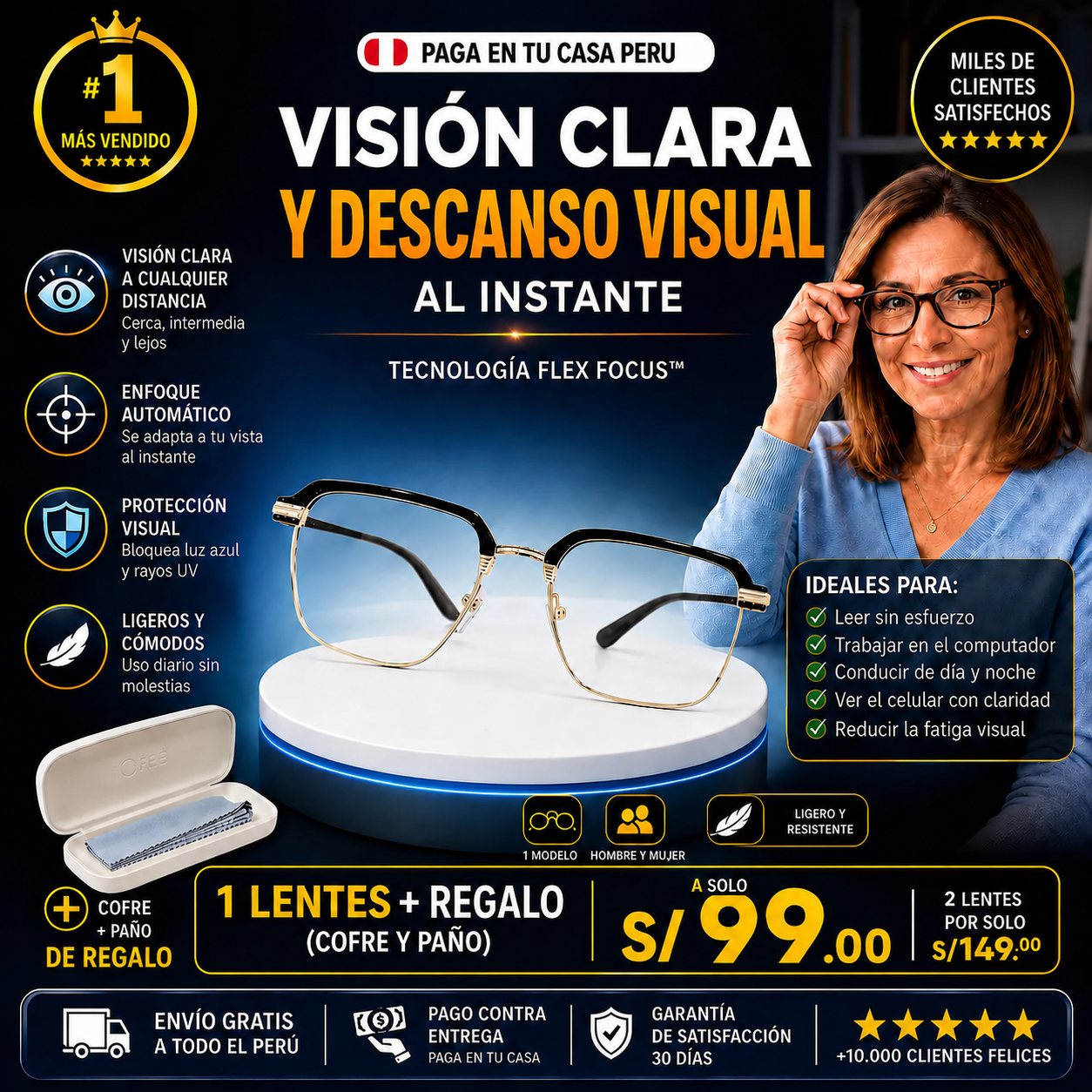 OnePower™ Gafas Multifocales Inteligente, Protección de Luz Azul y Efecto Fotocromático 👓