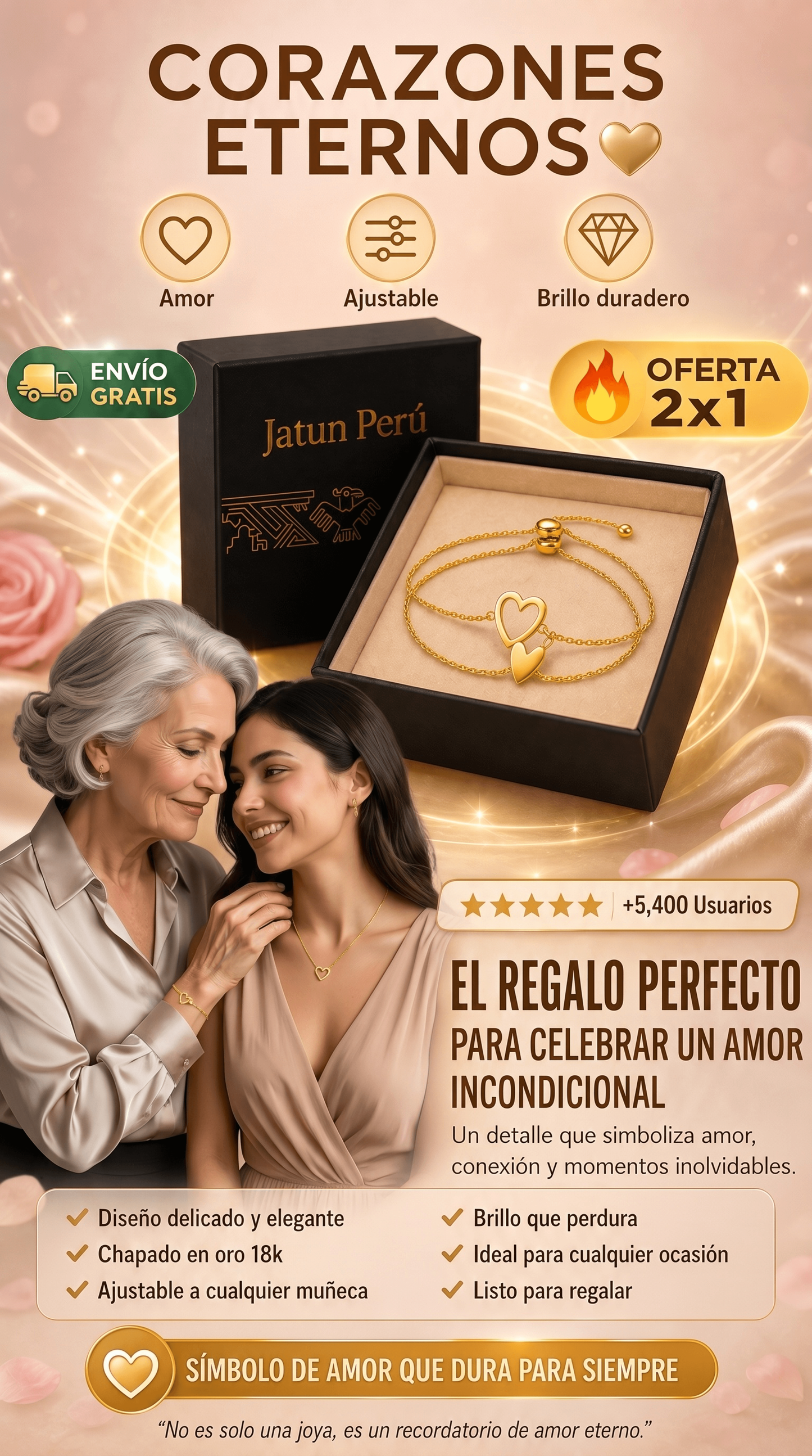 Pulsera Corazones Eternos chapados en oro 18k | un simbolo de amor con estilo 💖