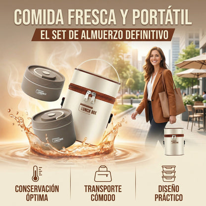 ThermoLunch PRO® - Set de 2 Loncheras Porta Comida Hermético + Maleta| Envío Gratis Hoy🎁