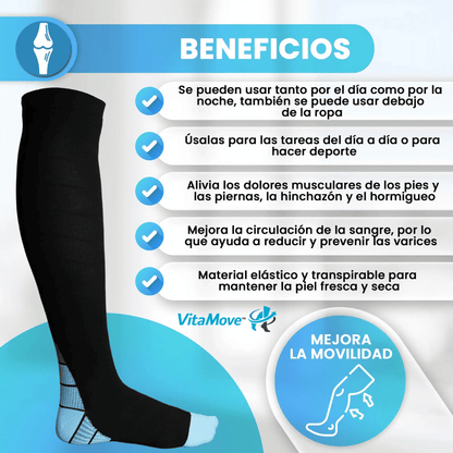 VITA MOVE - MEDIAS DE COMPRESION GRADUADA PARA CIRCULACION Y ALIVIO DIARIO PACK 2 X 1