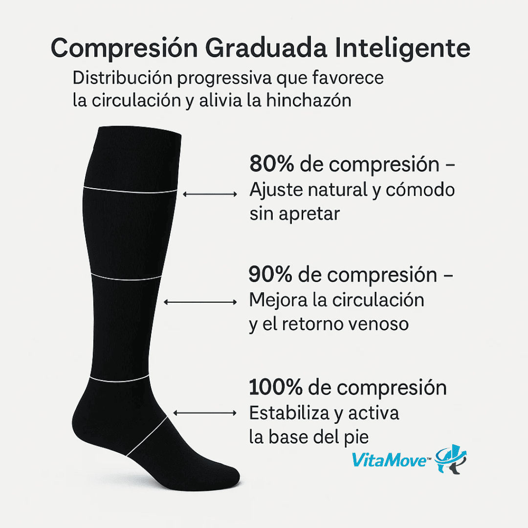 VITA MOVE - MEDIAS DE COMPRESION GRADUADA PARA CIRCULACION Y ALIVIO DIARIO PACK 2 X 1