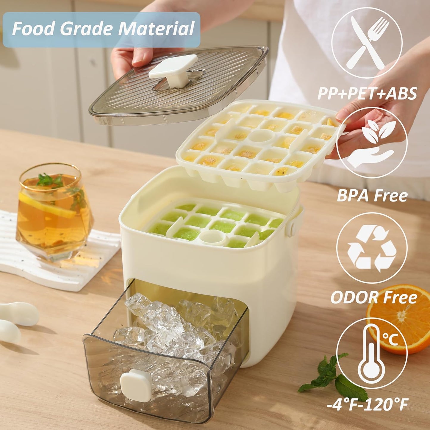 IceBox Pro – 🧊 Fabricador de Hielo Portátil con Tapa y Caja de Almacenamiento (48 cubos)