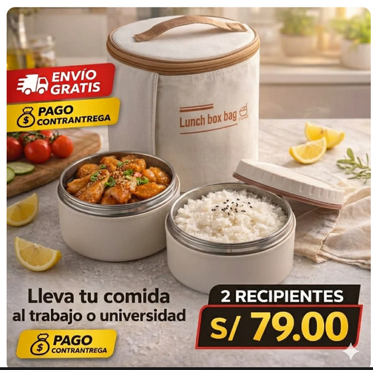 LunchBox Pro™ Set de 2 Unidades| Lleva tu Comida Caliente Donde Quieras