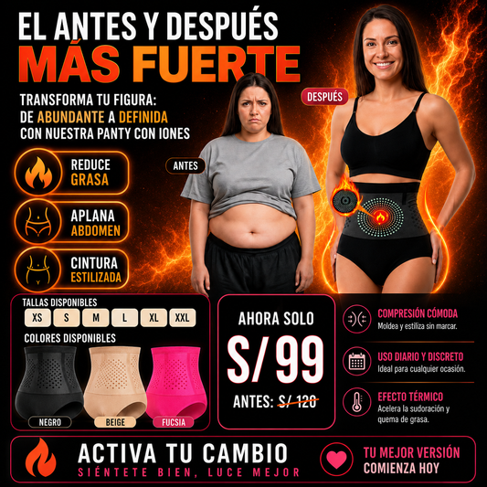 🔥 SlimFire™ Panty Moldeadora 360 con IONES | Cintura Definida y Máxima Comodidad