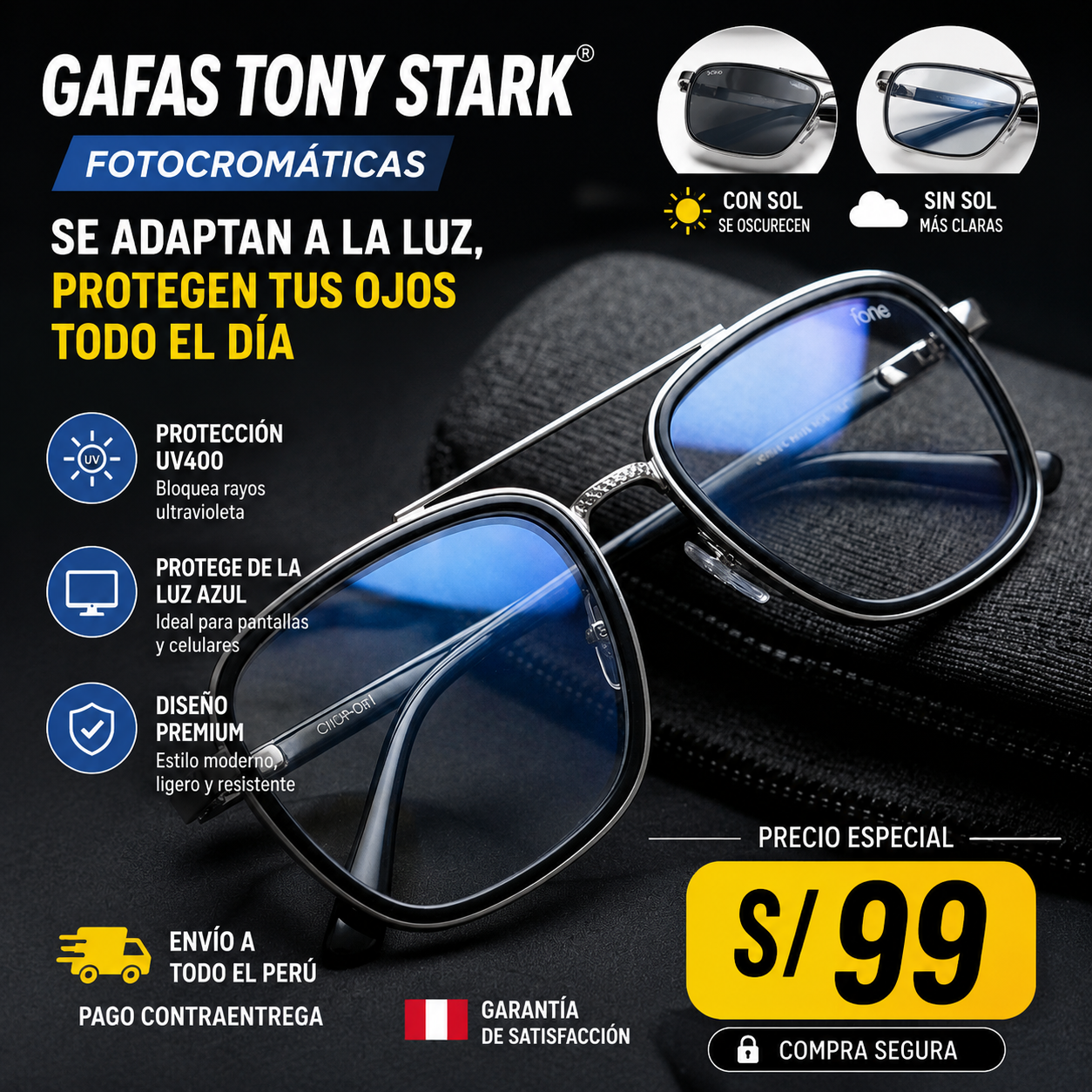 VisionX™ Fotocromáticas Premium |Bloquean la luz azul y los rayos UV400