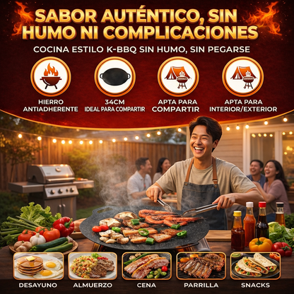 Plancha Coreana Antiadherente 34 cm + REGALO Sorpresa🎁