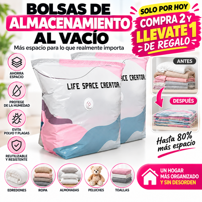 ¡🔥ÚLTIMO DÍA! ¡COMPRA 2 Y 1 GRATIS! Bolsas de Almacenamiento al vacío 3D sin bomba – Compresión rápida en 3 segundos🛏️🗄️