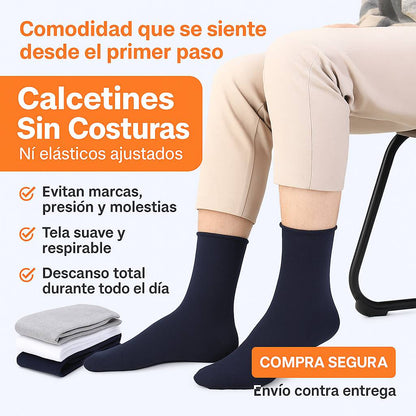 Calcetines Premium Para Diabéticos Sin Costura - No Aprietan ni Dejan Marca (Pack 12 pares)