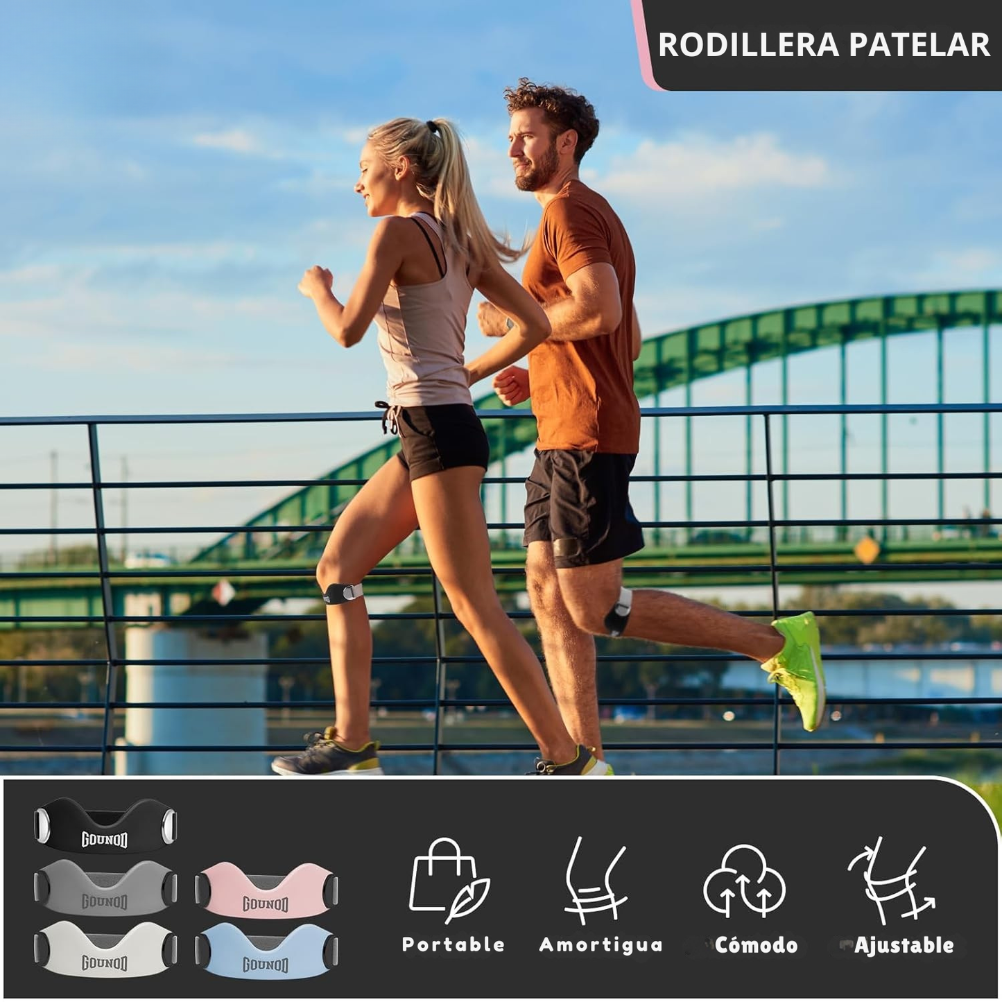 KneeFlex® | Pack de 2 Rodilleras Patelar para Alivio del Dolor de Rodilla