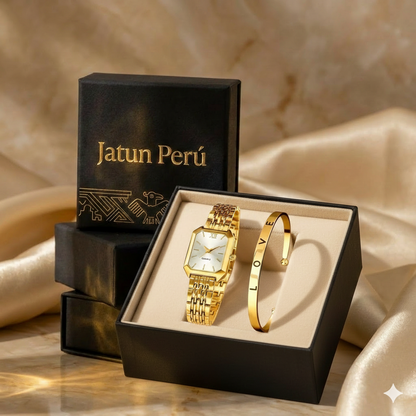 ⌚ Reloj Elegante de Cuarzo Premium ✨+ Brazalete de REGALO 🎁
