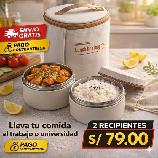 ThermoLunch PRO® - Set de 2 Loncheras Porta Comida Hermético + Maleta| Envío Gratis Hoy🎁