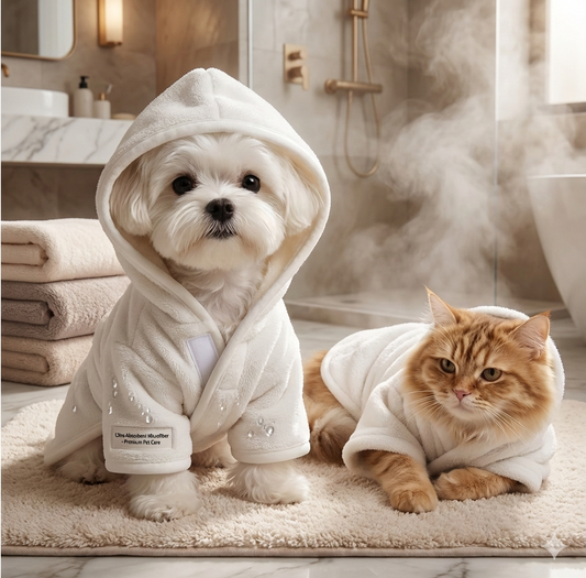 CloudSoft® - Bata de Baño de Microfibra Ultra-Absorbente para Mascotas 🐶🐾