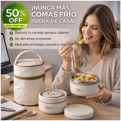 ThermoLunch PRO® - Set de 2 Loncheras Porta Comida Hermético + Maleta| Envío Gratis Hoy🎁