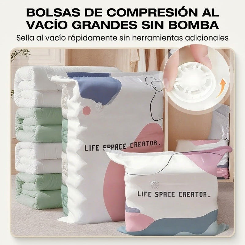 ¡🔥ÚLTIMO DÍA! ¡COMPRA 2 Y 1 GRATIS! Bolsas de Almacenamiento al vacío 3D sin bomba – Compresión rápida en 3 segundos🛏️🗄️