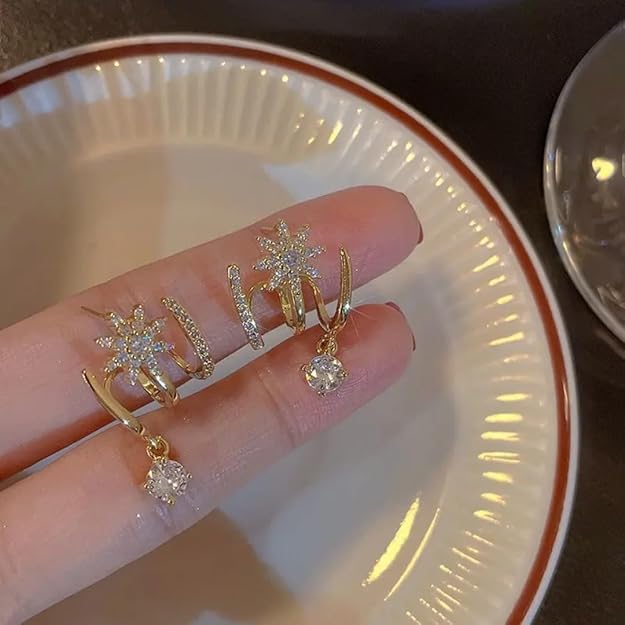 Pendientes Envolventes "Estrella Brillante" Bañados en Oro 18k