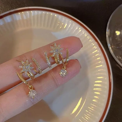 Pendientes Envolventes "Estrella Brillante" Bañados en Oro 18k