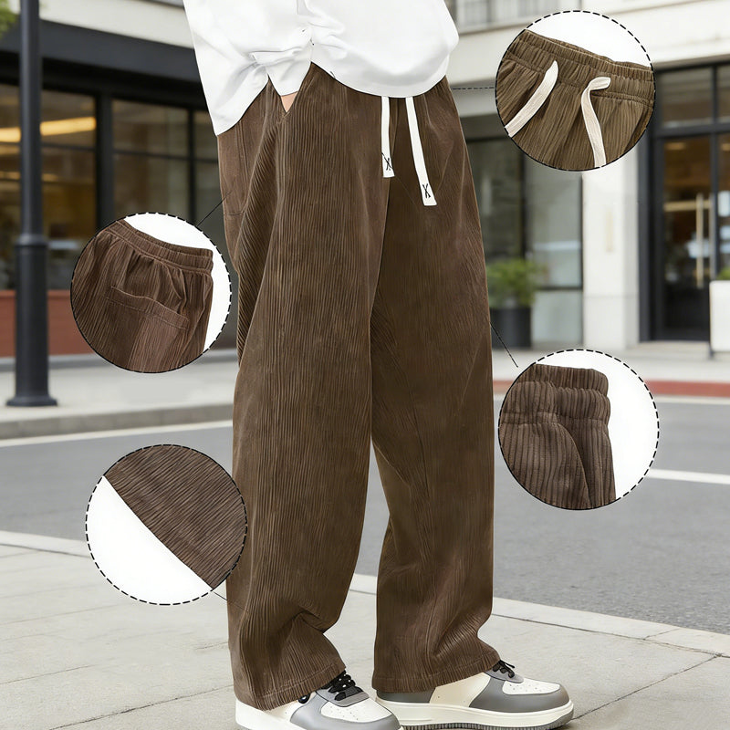 Pantalones holgados para hombre con cordón ajustable y bolsillos