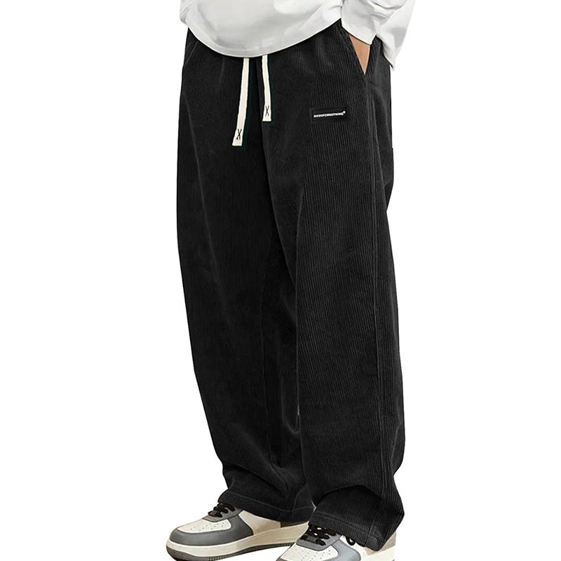 Pantalones holgados para hombre con cordón ajustable y bolsillos