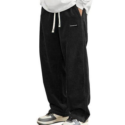 Pantalones holgados para hombre con cordón ajustable y bolsillos