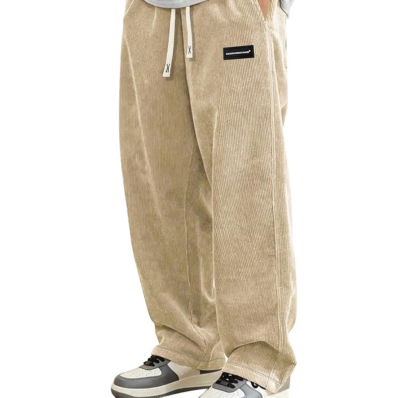 Pantalones holgados para hombre con cordón ajustable y bolsillos