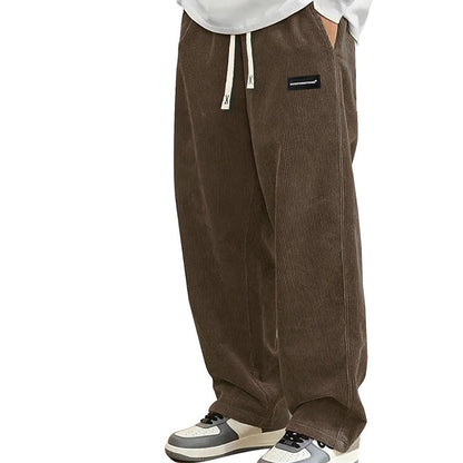 Pantalones holgados para hombre con cordón ajustable y bolsillos