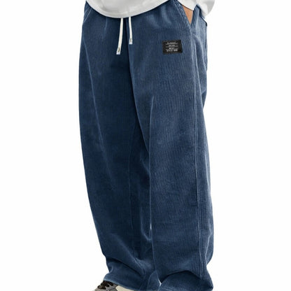 Pantalones holgados para hombre con cordón ajustable y bolsillos