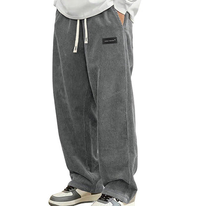 Pantalones holgados para hombre con cordón ajustable y bolsillos